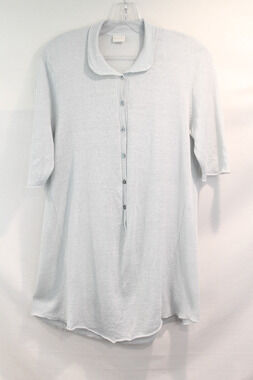 Poetry Fine Linen Knit Tunic Shirt Dress Womens size L Bluish Gray Pullover